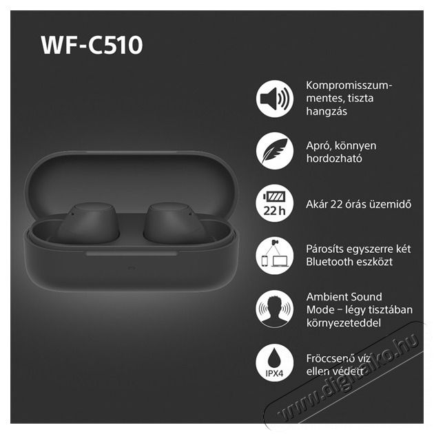 SONY WFC510B.CE7 True Wireless Bluetooth fekete f&uuml;lhallgat&oacute; Audio-Video / Hifi / Multim&eacute;dia - Hordozhat&oacute;, vezet&eacute;k n&eacute;lk&uuml;li / bluetooth hangsug&aacute;rz&oacute; - Hordozhat&oacute;, vezet&eacute;k n&eacute;lk&uuml;li / bluetooth hangsug&aacute;rz&oacute; - 507124