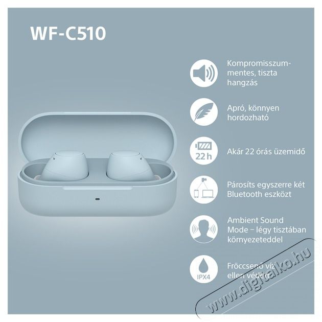 SONY WFC510L.CE7 True Wireless Bluetooth k&eacute;k f&uuml;lhallgat&oacute; Audio-Video / Hifi / Multim&eacute;dia - Hordozhat&oacute;, vezet&eacute;k n&eacute;lk&uuml;li / bluetooth hangsug&aacute;rz&oacute; - Hordozhat&oacute;, vezet&eacute;k n&eacute;lk&uuml;li / bluetooth hangsug&aacute;rz&oacute; - 507125