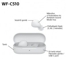 SONY WFC510W.CE7 True Wireless Bluetooth feh&eacute;r f&uuml;lhallgat&oacute; Audio-Video / Hifi / Multim&eacute;dia - Hordozhat&oacute;, vezet&eacute;k n&eacute;lk&uuml;li / bluetooth hangsug&aacute;rz&oacute; - Hordozhat&oacute;, vezet&eacute;k n&eacute;lk&uuml;li / bluetooth hangsug&aacute;rz&oacute; - 507126
