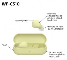 SONY WFC510Y.CE7 True Wireless Bluetooth s&aacute;rga f&uuml;lhallgat&oacute; Audio-Video / Hifi / Multim&eacute;dia - Hordozhat&oacute;, vezet&eacute;k n&eacute;lk&uuml;li / bluetooth hangsug&aacute;rz&oacute; - Hordozhat&oacute;, vezet&eacute;k n&eacute;lk&uuml;li / bluetooth hangsug&aacute;rz&oacute; - 507127