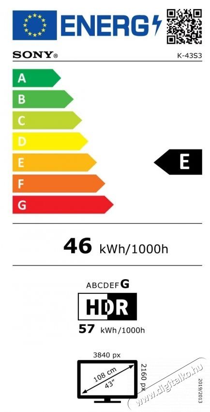 SONY BRAVIA 3 43S39 LED telev&iacute;zi&oacute;, 108 cm, Smart Google TV, 4K Ultra HD, E energiaoszt&aacute;ly (2025-&ouml;s modell) Telev&iacute;zi&oacute;k - LED telev&iacute;zi&oacute; - UHD 4K felbont&aacute;s&uacute; - 535737