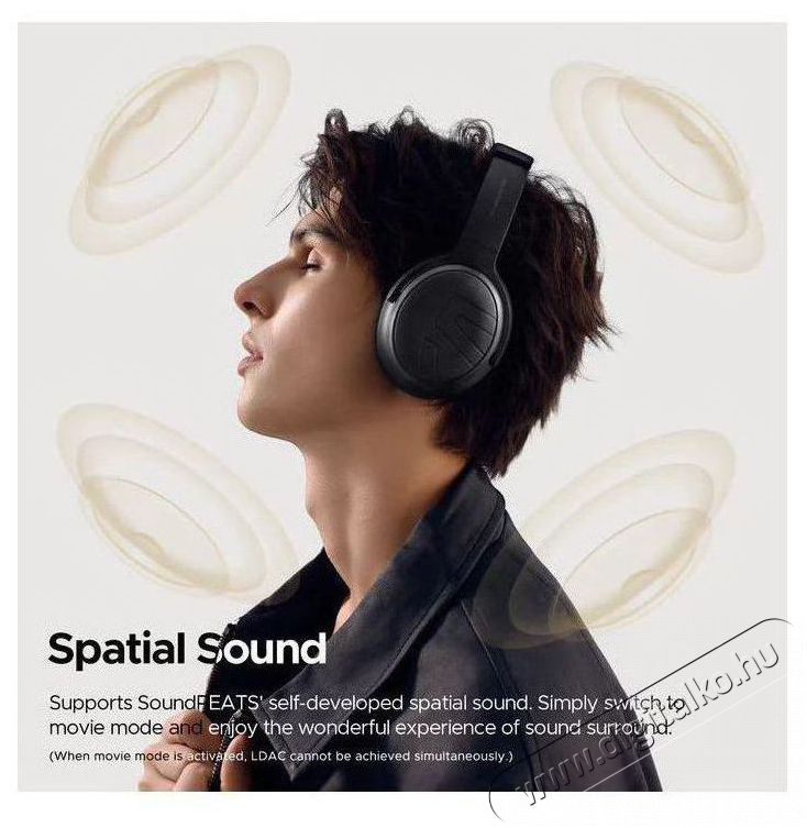 Soundpeats Space Pro Black Audio-Video / Hifi / Multim&eacute;dia - F&uuml;l &eacute;s Fejhallgat&oacute;k - F&uuml;lhallgat&oacute; mikrofonnal / headset - 519195