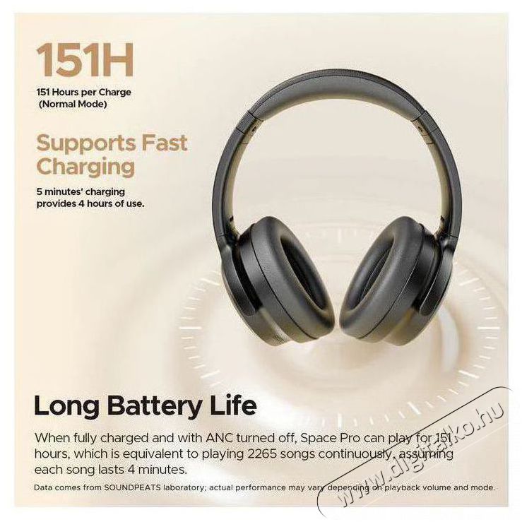 Soundpeats Space Pro Black Audio-Video / Hifi / Multim&eacute;dia - F&uuml;l &eacute;s Fejhallgat&oacute;k - F&uuml;lhallgat&oacute; mikrofonnal / headset - 519195