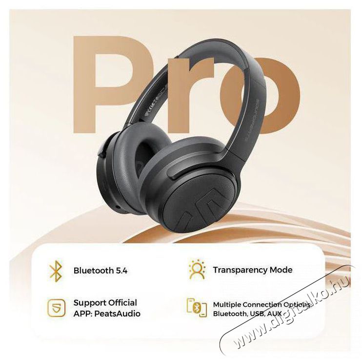 Soundpeats Space Pro Black Audio-Video / Hifi / Multim&eacute;dia - F&uuml;l &eacute;s Fejhallgat&oacute;k - F&uuml;lhallgat&oacute; mikrofonnal / headset - 519195