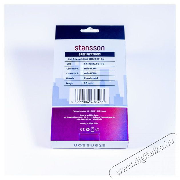 Stansson 1,5m HDMI 2.1 k&aacute;bel Tv kieg&eacute;sz&iacute;tők - K&aacute;bel / csatlakoz&oacute; - Hdmi k&aacute;bel - 499968