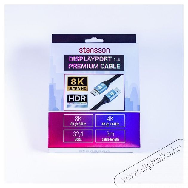 Stansson 3m Displayport v1.4 k&aacute;bel Tv kieg&eacute;sz&iacute;tők - K&aacute;bel / csatlakoz&oacute; - Mini DisplayPort k&aacute;bel - 499966