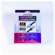 Stansson 3m Displayport v1.4 k&aacute;bel Tv kieg&eacute;sz&iacute;tők - K&aacute;bel / csatlakoz&oacute; - Mini DisplayPort k&aacute;bel - 499966