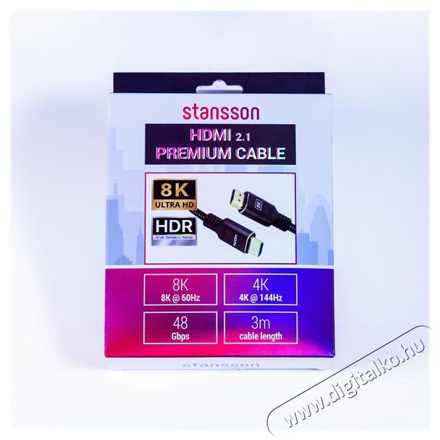 Stansson 3m HDMI 2.1 k&aacute;bel Tv kieg&eacute;sz&iacute;tők - K&aacute;bel / csatlakoz&oacute; - Hdmi k&aacute;bel - 499969