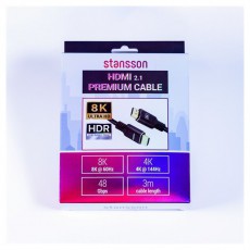 Stansson 3m HDMI 2.1 k&aacute;bel Tv kieg&eacute;sz&iacute;tők - K&aacute;bel / csatlakoz&oacute; - Hdmi k&aacute;bel - 499969