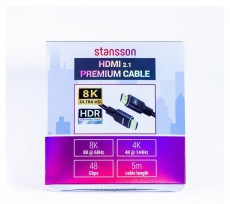 Stansson 5m HDMI 2.1 k&aacute;bel Tv kieg&eacute;sz&iacute;tők - K&aacute;bel / csatlakoz&oacute; - Hdmi k&aacute;bel - 499970