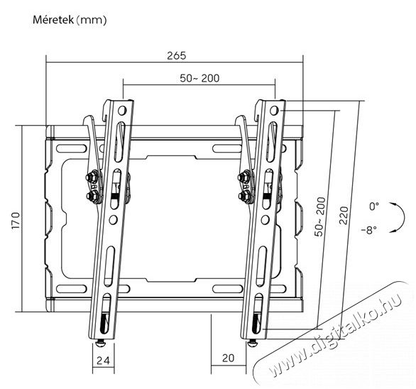 Stansson WM-2343-08 23-43 d&ouml;nthető fali TV konzol Tv kieg&eacute;sz&iacute;tők - Fali tart&oacute; / konzol - Fali tv tart&oacute; - 507187