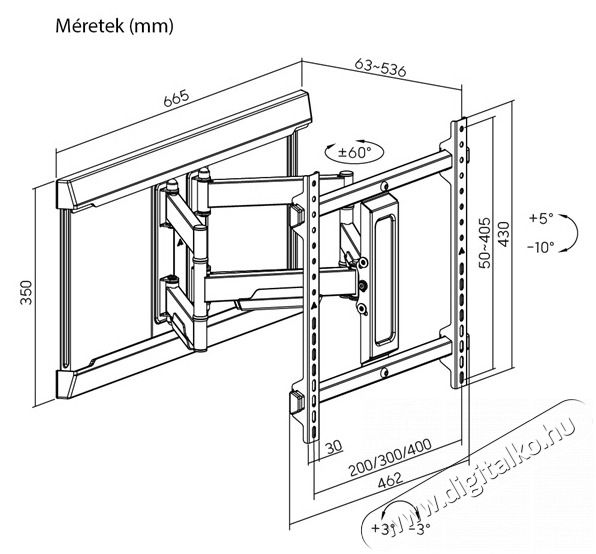 Stansson WM-3270-5-10 32-70 teljes mozg&aacute;startom&aacute;ny&uacute; fali TV konzol Tv kieg&eacute;sz&iacute;tők - Fali tart&oacute; / konzol - Fali tv tart&oacute; - 507190