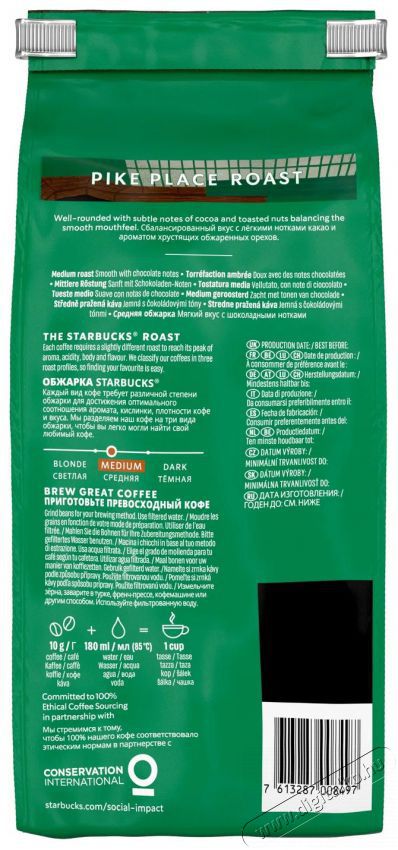 STARBUCKS Pike Place Espresso Roast, 450 g Konyhai term&eacute;kek - K&aacute;v&eacute;főző / k&aacute;v&eacute;&ouml;rlő / kieg&eacute;sz&iacute;tő - K&aacute;v&eacute; kapszula / pod / szemes / őr&ouml;lt k&aacute;v&eacute; - 503781