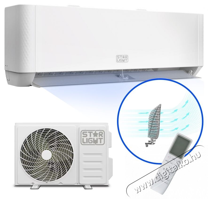 Star-Light ACT-09TSWF Kl&iacute;ma, 9000 BTU Wi-Fi, A+++ energiaoszt&aacute;ly, 3D l&eacute;g&aacute;raml&aacute;s, Gent-Wind technol&oacute;gia, 3D inverter, fűt&eacute;si funkci&oacute;, kijelző, ACT-09TSWF, feh&eacute;r H&aacute;ztart&aacute;s / Otthon / K&uuml;lt&eacute;r - Ventil&aacute;tor / L&eacute;gkondicion&aacute;l&oacute; - Split kl&iacute;ma - 537364