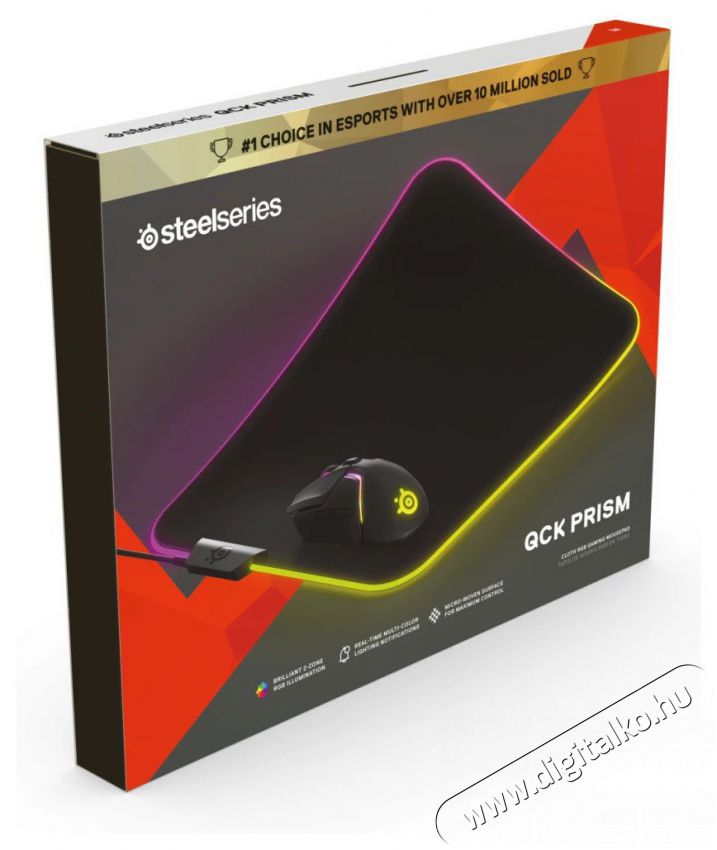 STEELSERIES QCK Prism RGB Cloth Medium vil&aacute;g&iacute;t&oacute; gamer eg&eacute;rpad Iroda &eacute;s sz&aacute;m&iacute;t&aacute;stechnika - Eg&eacute;r - Vezet&eacute;kes eg&eacute;r - 396045
