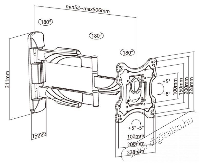 Stell SHO 7530 EXTEN. HOLDER TV 23-42 Tv kieg&eacute;sz&iacute;tők - Fali tart&oacute; / konzol - Fali tv tart&oacute; - 475669