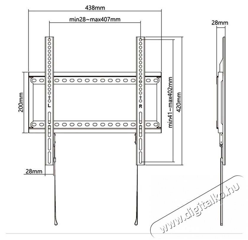 Stell SHO 5200 SLIM fix TV-tart&oacute; konzol 32 - 70 Tv kieg&eacute;sz&iacute;tők - Fali tart&oacute; / konzol - Fali tv tart&oacute; - 493399