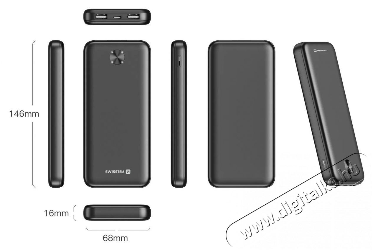 Swissten 30000 mAh Power Line II, fekete Mobil / Kommunik&aacute;ci&oacute; / Smart - Powerbank / K&uuml;lső akkumul&aacute;tor &eacute;s t&ouml;ltő - 530312