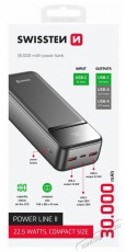Swissten 30000 mAh Power Line II, fekete Mobil / Kommunik&aacute;ci&oacute; / Smart - Powerbank / K&uuml;lső akkumul&aacute;tor &eacute;s t&ouml;ltő - 530312
