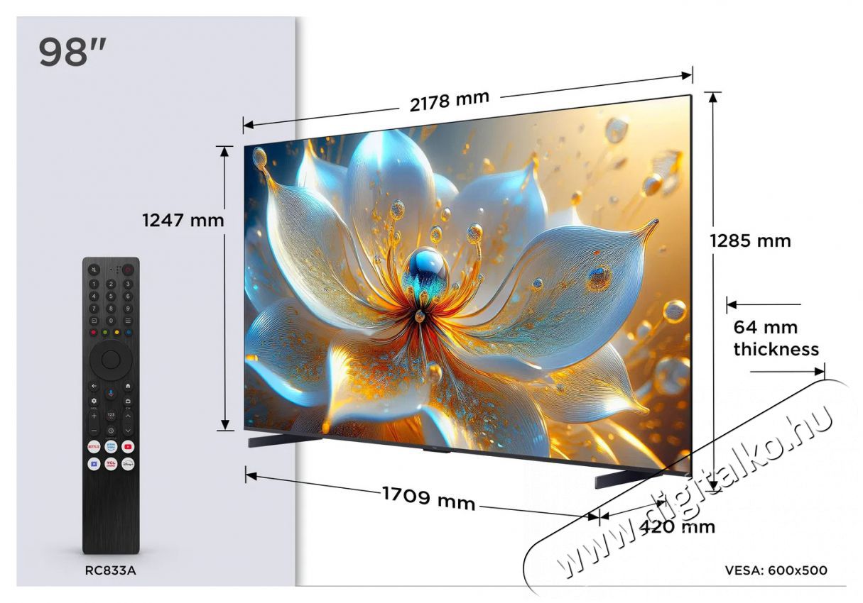 TCL 98  98T8C Telev&iacute;zi&oacute;k - LED telev&iacute;zi&oacute; - UHD 4K felbont&aacute;s&uacute; - 506102