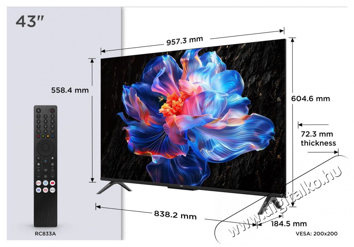 TCL 43P6K (2025-&ouml;s Modell) Telev&iacute;zi&oacute;, 108 cm, Smart Google TV Telev&iacute;zi&oacute;k - LED telev&iacute;zi&oacute; - UHD 4K felbont&aacute;s&uacute; - 506095