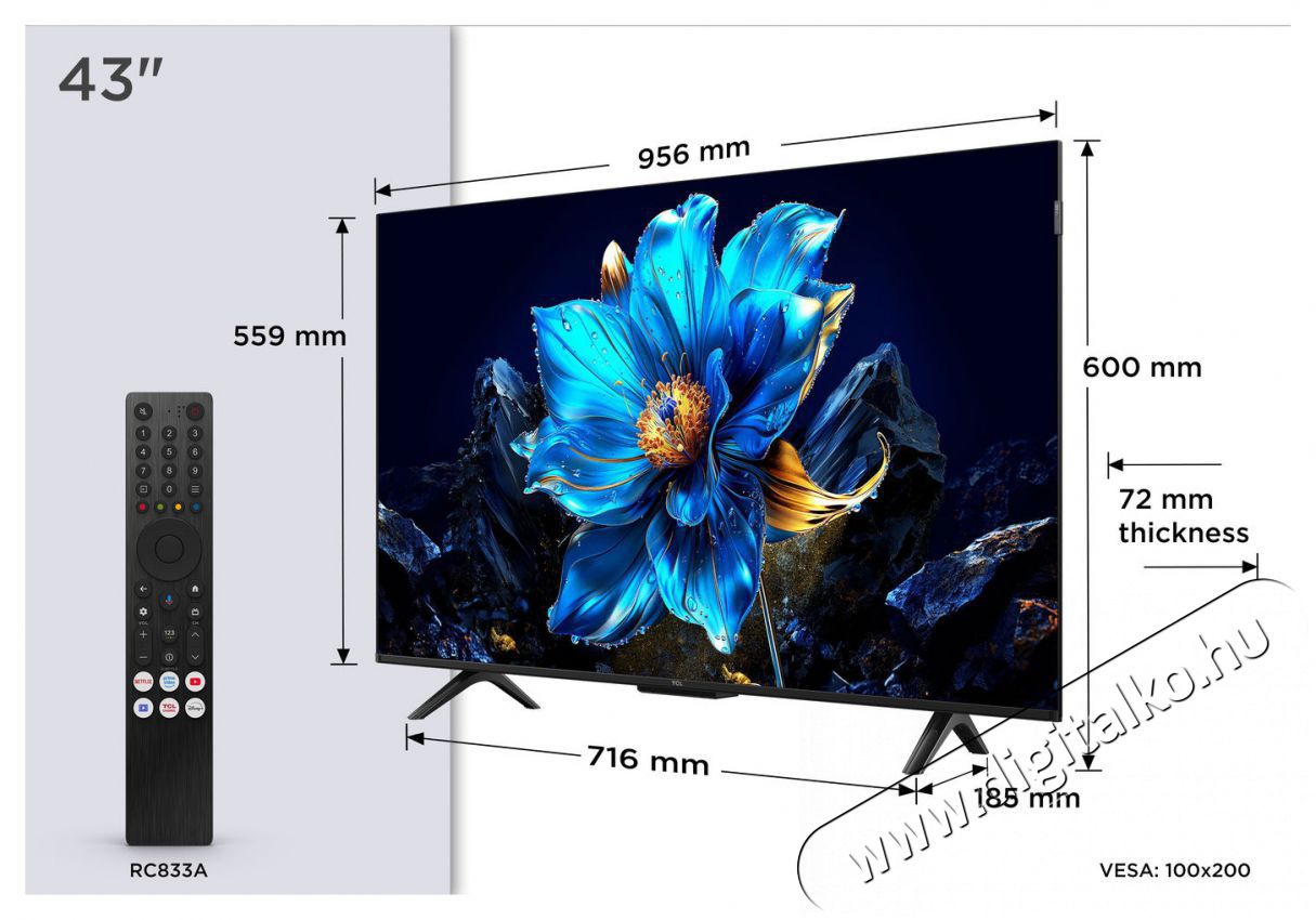 TCL 43P7K QLED 4K UHD Google Smart telev&iacute;zi&oacute; Telev&iacute;zi&oacute;k - LED telev&iacute;zi&oacute; - UHD 4K felbont&aacute;s&uacute; - 512434