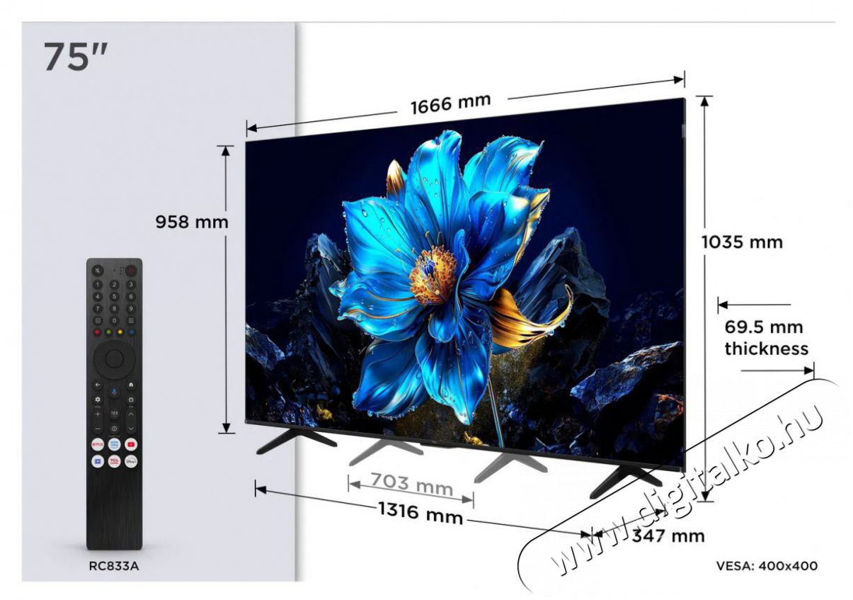 TCL 75P7K Telev&iacute;zi&oacute;k - LED telev&iacute;zi&oacute; - UHD 4K felbont&aacute;s&uacute; - 512481