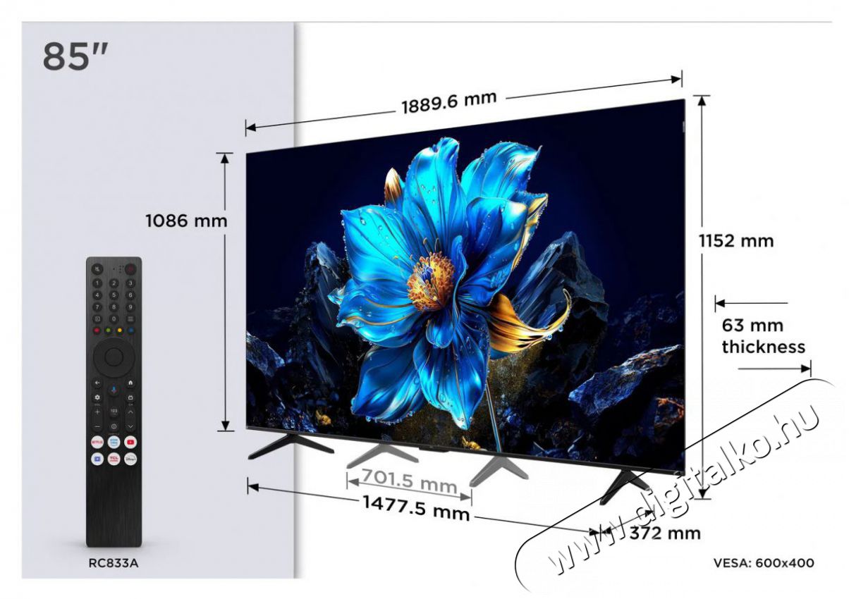 TCL 85P7K Telev&iacute;zi&oacute;k - LED telev&iacute;zi&oacute; - UHD 4K felbont&aacute;s&uacute; - 512483