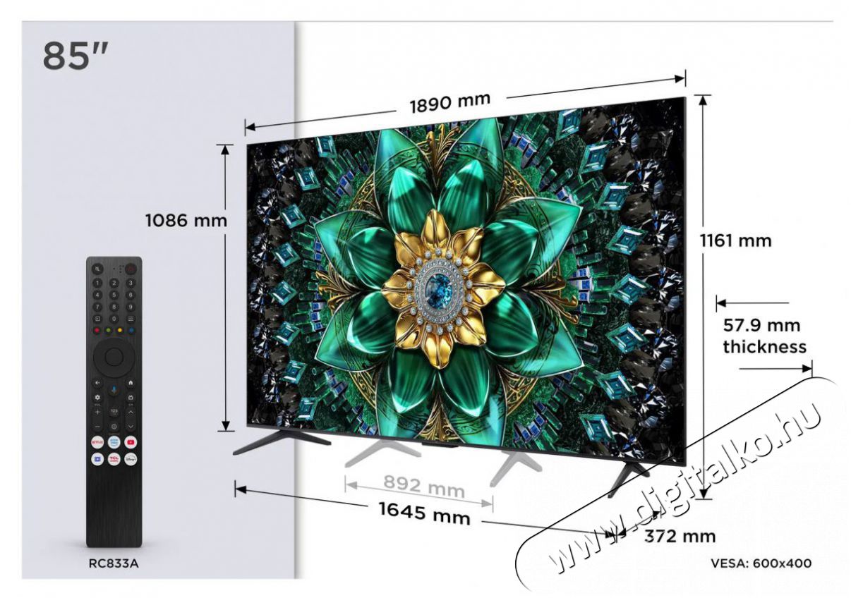 TCL 85Q6C Telev&iacute;zi&oacute;k - LED telev&iacute;zi&oacute; - UHD 4K felbont&aacute;s&uacute; - 512482