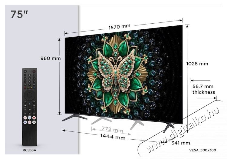 TCL 75C6K Premium 4K UHD QD-MiniLED telev&iacute;zi&oacute; Telev&iacute;zi&oacute;k - LED telev&iacute;zi&oacute; - UHD 4K felbont&aacute;s&uacute; - 531300