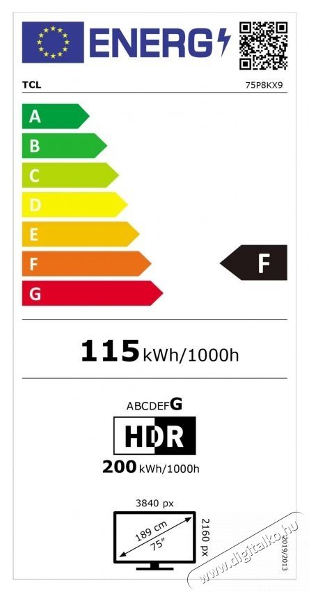 TCL QLED 75P8K (2025-&ouml;s Modell) Telev&iacute;zi&oacute;, 189 cm, Smart Google TV, 4K Ultra HD, 100Hz, F energiaoszt&aacute;ly Telev&iacute;zi&oacute;k - LED telev&iacute;zi&oacute; - UHD 4K felbont&aacute;s&uacute; - 535788
