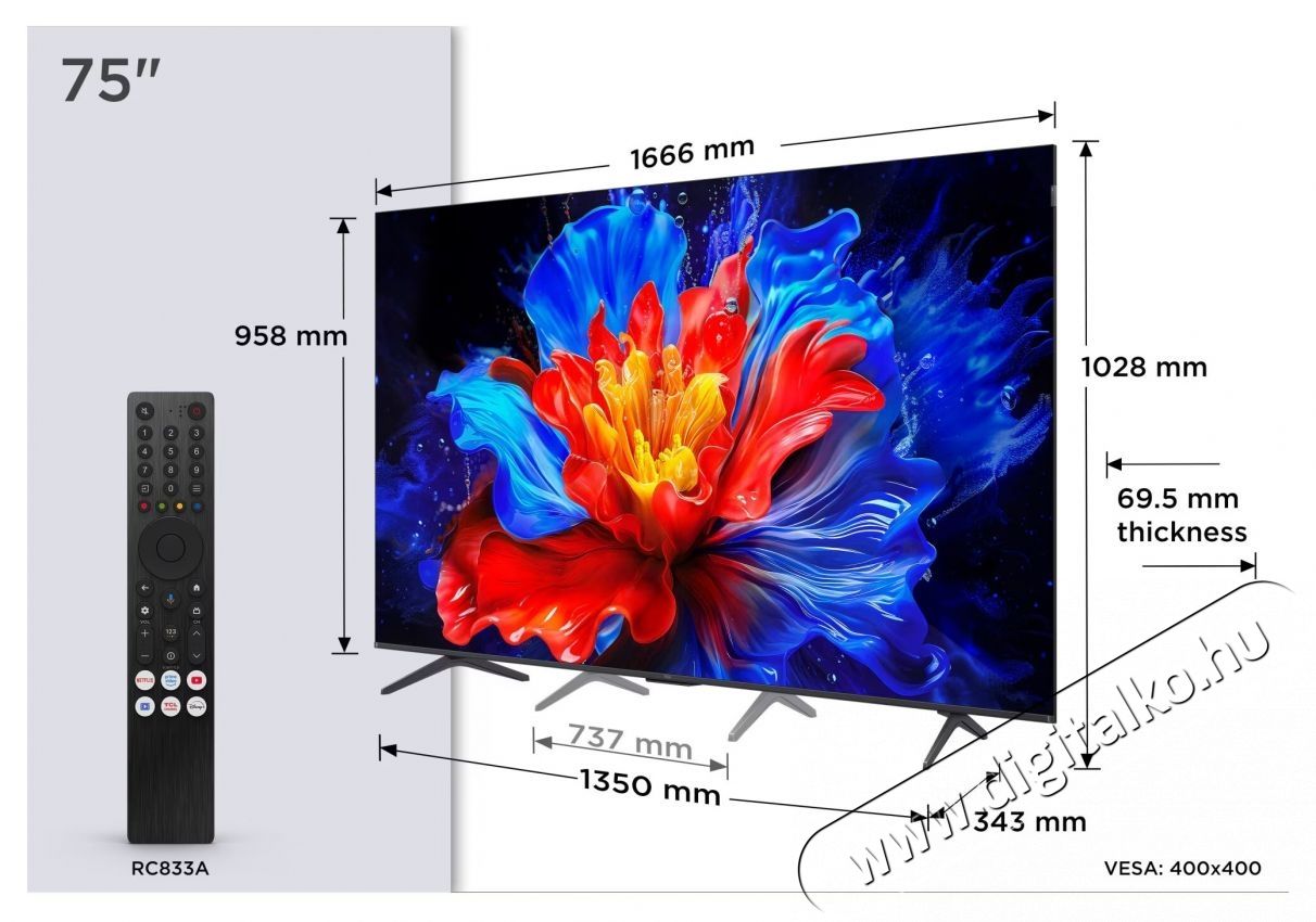 TCL QLED 75P8K (2025-&ouml;s Modell) Telev&iacute;zi&oacute;, 189 cm, Smart Google TV, 4K Ultra HD, 100Hz, F energiaoszt&aacute;ly Telev&iacute;zi&oacute;k - LED telev&iacute;zi&oacute; - UHD 4K felbont&aacute;s&uacute; - 535788