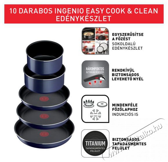 Tefal L1579102 Ingenio 6 easy cook serpenyő szett Konyhai term&eacute;kek - Ed&eacute;ny - Serpenyő - 383007