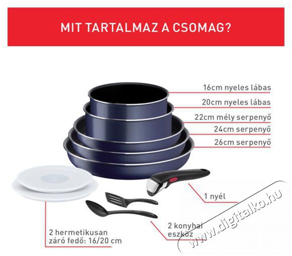 Tefal L1579102 Ingenio 6 easy cook serpenyő szett Konyhai term&eacute;kek - Ed&eacute;ny - Serpenyő - 383007