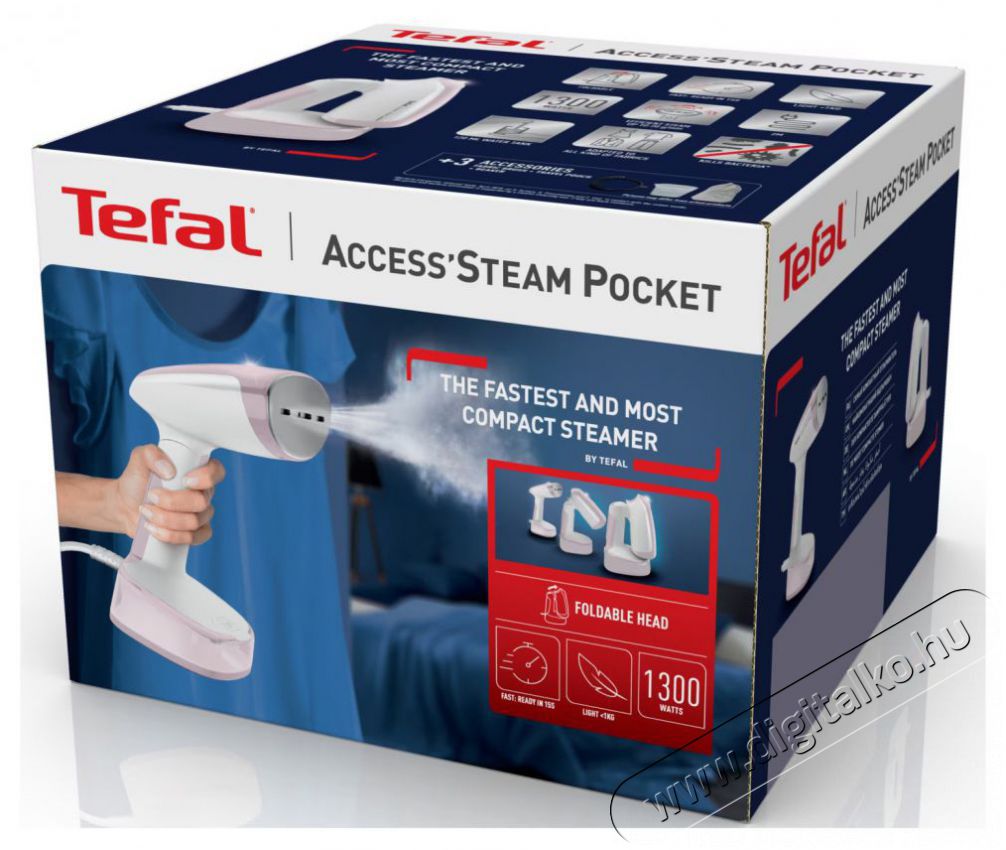 Tefal Access Steam Pocket DT3050E1 Ruhagőz&ouml;lő H&aacute;ztart&aacute;s / Otthon / K&uuml;lt&eacute;r - Vasal&oacute; - Gőz&aacute;llom&aacute;s - 494194