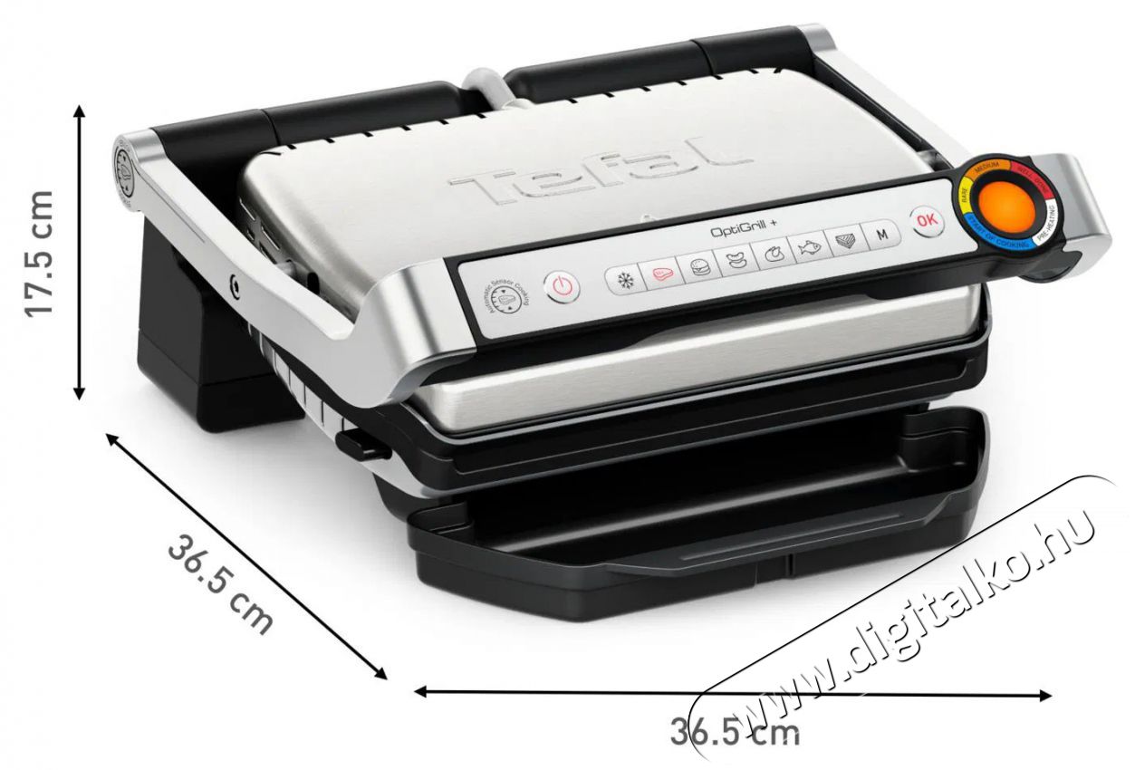 Tefal GC717D10 Optigrill+ Inox Konyhai term&eacute;kek - S&uuml;tő-főzőlap, tűzhely (szabadon&aacute;ll&oacute;) - Mini s&uuml;tő / mini grill / mini konyha - 504943