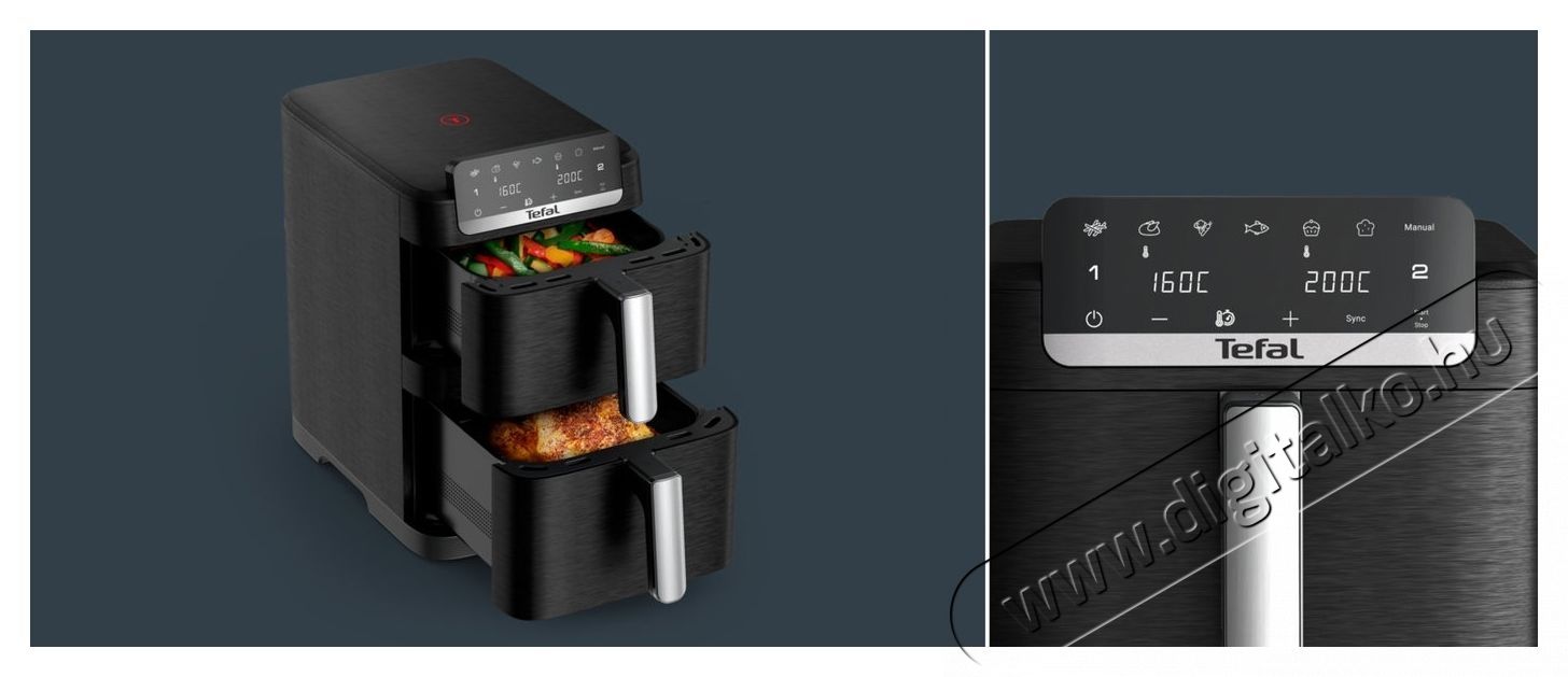 Tefal EY7528E0 Easy Fry Crispy Stack Airfryer Konyhai term&eacute;kek - Konyhai kisg&eacute;p (s&uuml;t&eacute;s / főz&eacute;s / hűt&eacute;s / &eacute;telk&eacute;sz&iacute;t&eacute;s) - Olajs&uuml;tő - 537587