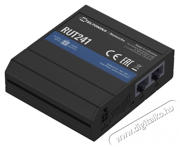Teltonika RUT241010000 1x10/100Mbps LAN 1xminiSIM 4G/LTE CAT4 Vezet&eacute;k n&eacute;lk&uuml;li ipari router Iroda &eacute;s sz&aacute;m&iacute;t&aacute;stechnika - H&aacute;l&oacute;zat - Router - 455414