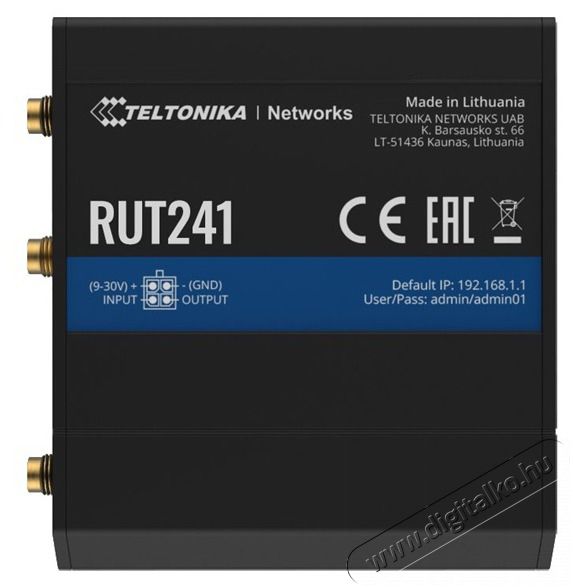 Teltonika RUT241010000 1x10/100Mbps LAN 1xminiSIM 4G/LTE CAT4 Vezet&eacute;k n&eacute;lk&uuml;li ipari router Iroda &eacute;s sz&aacute;m&iacute;t&aacute;stechnika - H&aacute;l&oacute;zat - Router - 455414