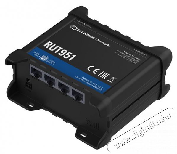 Teltonika RUT951100000 3x10/100Mbps LAN 2xminiSIM 4G/LTE CAT4 Vezet&eacute;k n&eacute;lk&uuml;li ipari router Iroda &eacute;s sz&aacute;m&iacute;t&aacute;stechnika - H&aacute;l&oacute;zat - Router - 455413