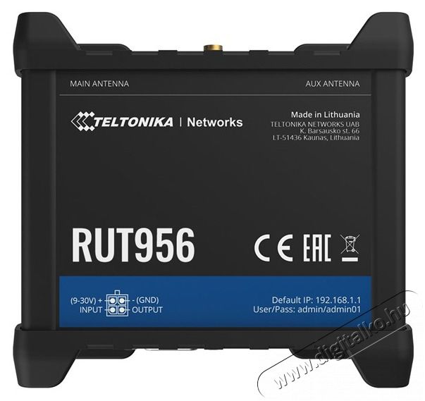 Teltonika RUT956100000 3x10/100Mbps LAN 2xminiSIM 4G/LTE CAT4 Vezet&eacute;k n&eacute;lk&uuml;li ipari router Iroda &eacute;s sz&aacute;m&iacute;t&aacute;stechnika - H&aacute;l&oacute;zat - Router - 455412