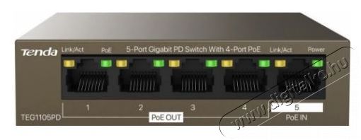 TENDA TEG1105PD 5port GbE LAN PoE (15,4W) switch Iroda &eacute;s sz&aacute;m&iacute;t&aacute;stechnika - H&aacute;l&oacute;zat - Switch - 390502