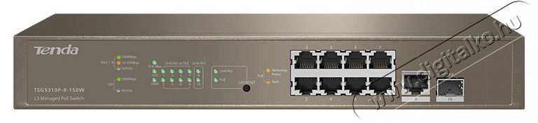 TENDA TEG5310P-8-150W 8port GbE LAN PoE (130W) menedzselhető switch Iroda &eacute;s sz&aacute;m&iacute;t&aacute;stechnika - H&aacute;l&oacute;zat - Switch - 434119