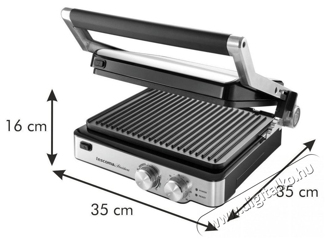 TESCOMA PRESIDENT Kontakt grill Konyhai term&eacute;kek - Konyhai kisg&eacute;p (s&uuml;t&eacute;s / főz&eacute;s / hűt&eacute;s / &eacute;telk&eacute;sz&iacute;t&eacute;s) - Kontakt grill s&uuml;tő / s&uuml;tőlap - 520957