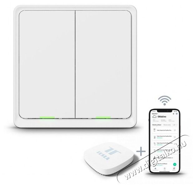 Tesla TSL-SWI-ZIGBEE2 ZigBee dupla okos kapcsol&oacute; H&aacute;ztart&aacute;s / Otthon / K&uuml;lt&eacute;r - Okos otthon - Okos konnektor - 462625