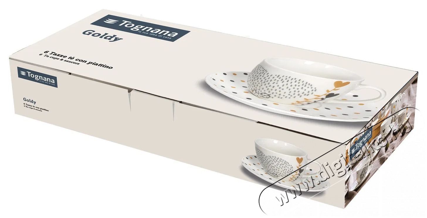 Tognana IRIS GOLDY te&aacute;scs&eacute;szek&eacute;szlet cs&eacute;szealjakkal, 6 db, 200 ml Konyhai term&eacute;kek - K&aacute;v&eacute;főző / k&aacute;v&eacute;&ouml;rlő / kieg&eacute;sz&iacute;tő - K&aacute;v&eacute;s poh&aacute;r / cs&eacute;sze - 503838