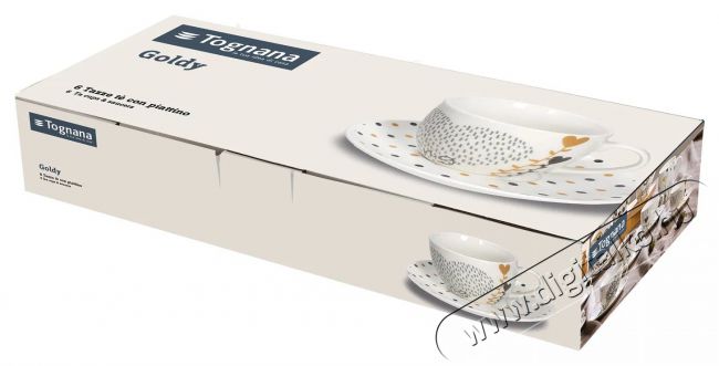 Tognana IRIS GOLDY te&aacute;scs&eacute;szek&eacute;szlet cs&eacute;szealjakkal, 6 db, 200 ml Konyhai term&eacute;kek - K&aacute;v&eacute;főző / k&aacute;v&eacute;&ouml;rlő / kieg&eacute;sz&iacute;tő - K&aacute;v&eacute;s poh&aacute;r / cs&eacute;sze - 503838