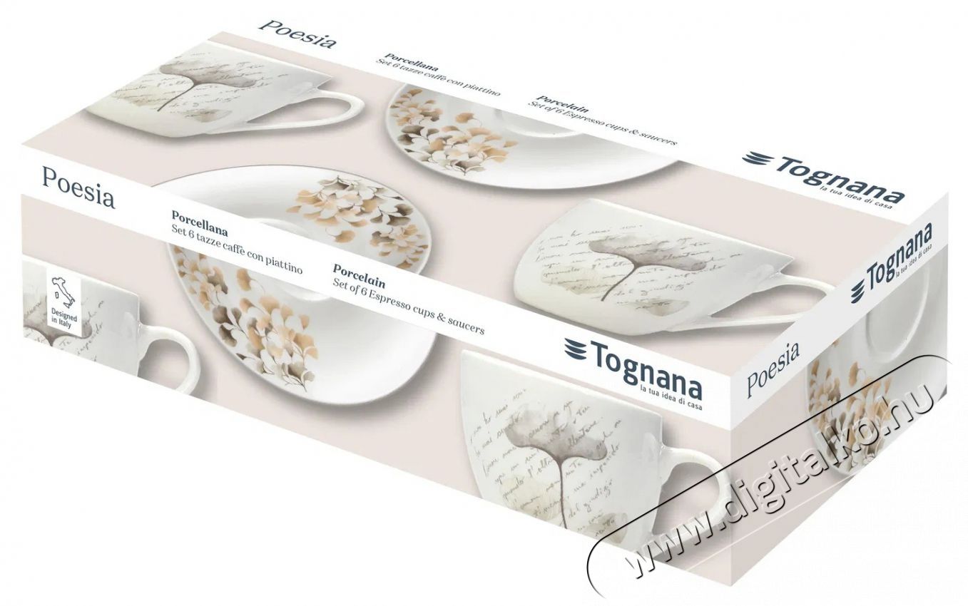 Tognana MADISON POESIA k&aacute;v&eacute;scs&eacute;szek&eacute;szlet cs&eacute;szealjjal, 6 db, 80 ml Konyhai term&eacute;kek - K&aacute;v&eacute;főző / k&aacute;v&eacute;&ouml;rlő / kieg&eacute;sz&iacute;tő - K&aacute;v&eacute;s poh&aacute;r / cs&eacute;sze - 503844