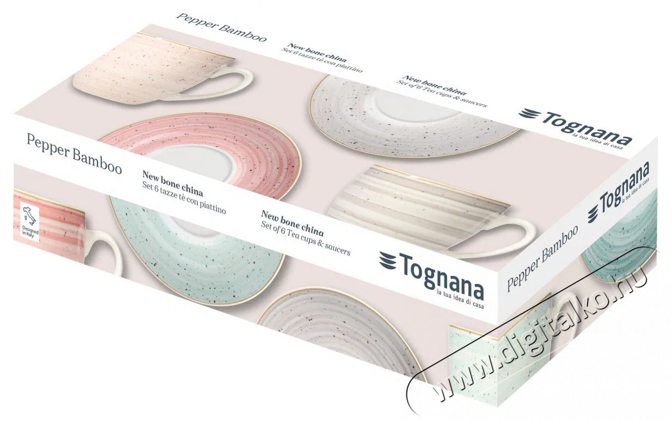 Tognana PEPPER BAMBOO te&aacute;scs&eacute;szek&eacute;szlet cs&eacute;szealjakkal, 6 db, 200 ml Konyhai term&eacute;kek - K&aacute;v&eacute;főző / k&aacute;v&eacute;&ouml;rlő / kieg&eacute;sz&iacute;tő - K&aacute;v&eacute;s poh&aacute;r / cs&eacute;sze - 503813