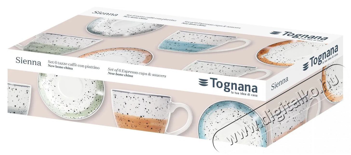 Tognana IRIS SIENNA k&aacute;v&eacute;scs&eacute;szek&eacute;szlet cs&eacute;szealjakkal, 6 db, 80 ml Konyhai term&eacute;kek - K&aacute;v&eacute;főző / k&aacute;v&eacute;&ouml;rlő / kieg&eacute;sz&iacute;tő - K&aacute;v&eacute;s poh&aacute;r / cs&eacute;sze - 503831
